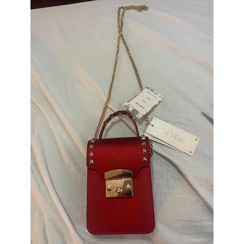 Le Miel red Purse with Gold Chain and Adjustable Strap New NWT